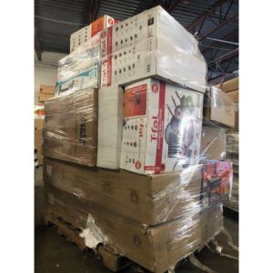 2-truckload general merchandise liquidation load of TVs, small appliances, ride-on cars, bikes and furniture on pallets