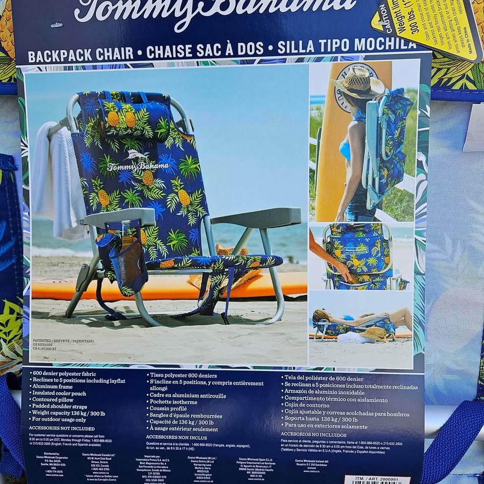 476229811_1817677592365772_3517551351740476382_n Tommy Bahama backpack cooler beach chair pallet of Blue Pineapple insulated aluminum chairs shrink-wrapped for resale