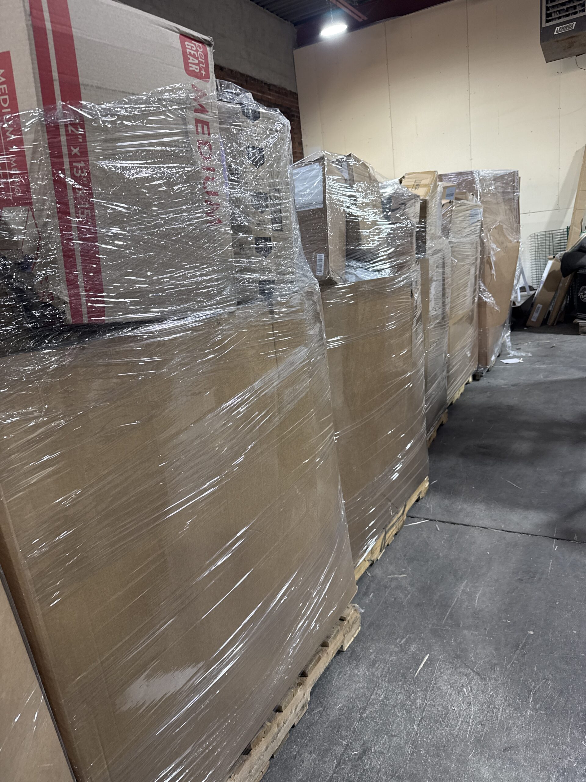 Amazon-Mediums-Truckload-LPN-Canada-scaled-1 Amazon Mediums truckload of 24-28 pallets of mixed general merchandise staged for reseller freight