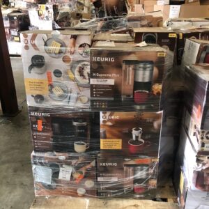 Keurig coffee maker truckload of single-serve K-Cup brewers stacked on pallets ready for resale