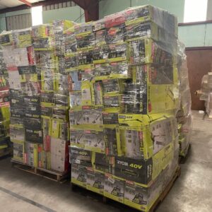 Ryobi tools truckload of 24 pallets of ONE+ cordless power tools for wholesale resale