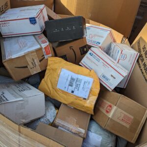 8Ft Tall USPS Unclaimed Mail Pallet — Mixed Undeliverable Parcels
