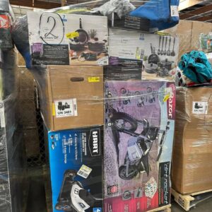Walmart Electronics Liquidation Pallet 2 — Walmart electronics liquidation pallet stacked with mixed tech and general merchan