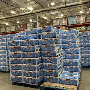 Toilet paper wholesale pallet stacked with 150 packs of bulk bath tissue
