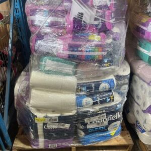 Toilet paper pallet 1920 rolls of factory-sealed bath tissue shrink-wrapped on a freight pallet