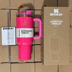 Stanley tumblers wholesale pallet stacked with assorted Quencher insulated cups for resale