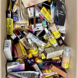 200-unit mixed cosmetics pallet of assorted wholesale makeup and beauty products shrink-wrapped for resale