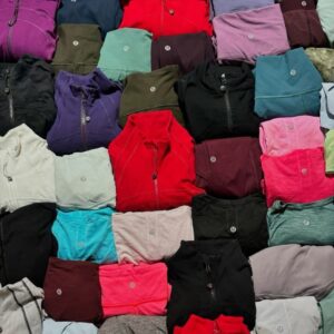 200-unit Lululemon clothes pallet of authentic new-with-tags leggings and tops on a wholesale liquidation skid