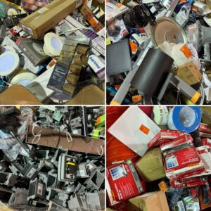Home Depot smalls pallet stacked with small general merchandise returns ready for resale