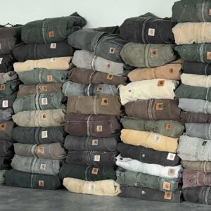 Carhartt clothing liquidation pallet of mixed jackets, bibs and hoodies ready for resale