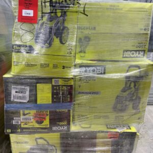 Home Depot Power Tool Pallet 6 — Home Depot power tool pallet stacked with DeWalt and Milwaukee cordless drills, saws and bat