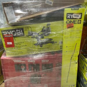 Home Depot Power Tool Pallet 9 — Home Depot power tool pallet with assorted DeWalt and Milwaukee drills, saws and kits for re