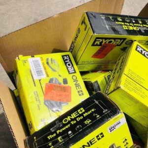 Ryobi wholesale tool pallet stacked with cordless drills, saws and 18V ONE+ power tools